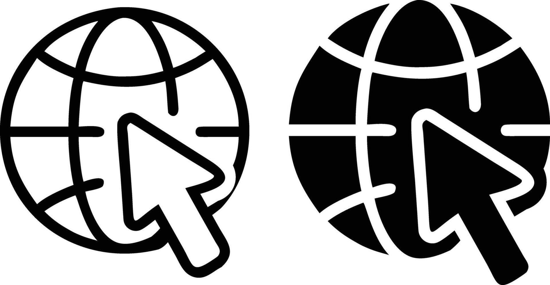 Two icons of a globe and a mouse cursor vector
