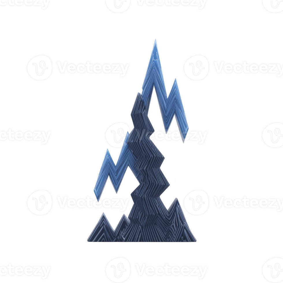 Stylized blue zigzag pattern resembling mountain range with modern, abstract design. geometric shapes create dynamic and artistic representation, evoking sense of movement and energy png
