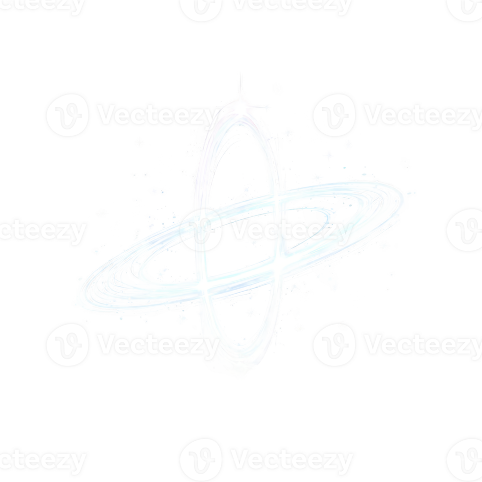 incandescente, astratto squillare con cosmico tema, somigliante stilizzato pianeta con orbitante anelli, impostato contro trasparenza sfondo. design è etereo e futuristico, evocando senso di Meraviglia png