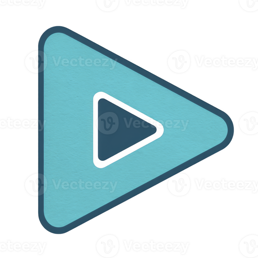 Blue play button icon with triangular shape and darker inner triangle, symbolizing media playback or start. design is simple and modern, suitable for digital interfaces png