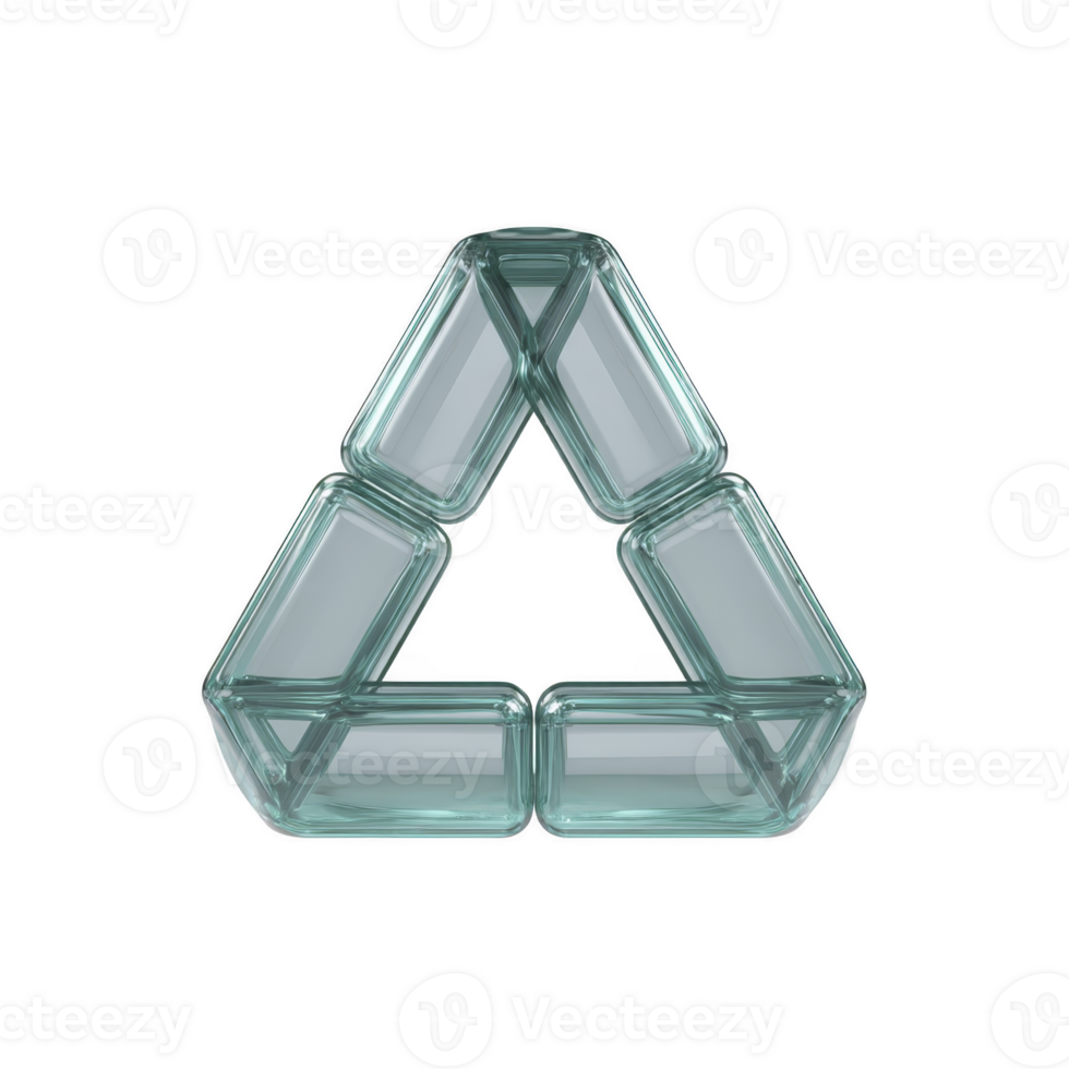 Transparent geometric shape composed of glass like triangular prisms forms modern, abstract design. structure is visually intriguing, with reflective surface that adds depth and dimension png