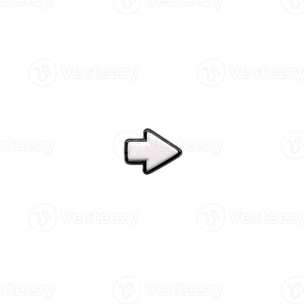 White arrow icon pointing to right on transparent background, symbolizing direction or navigation. simple design is suitable for digital interfaces or graphic design projects png