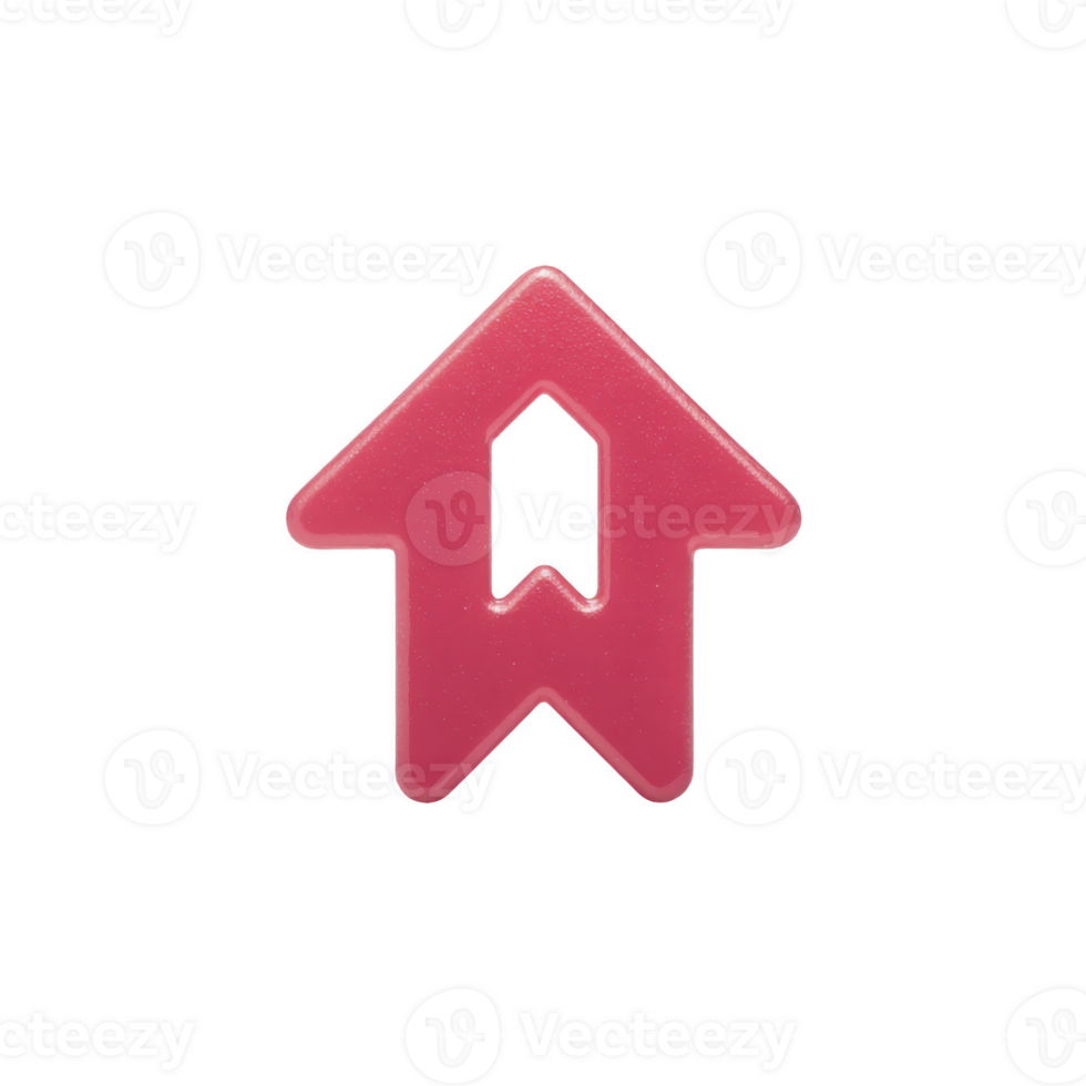 Red arrow shaped icon with bookmark design, symbolizing navigation or saving. icon is simple and modern, suitable for digital interfaces or applications png