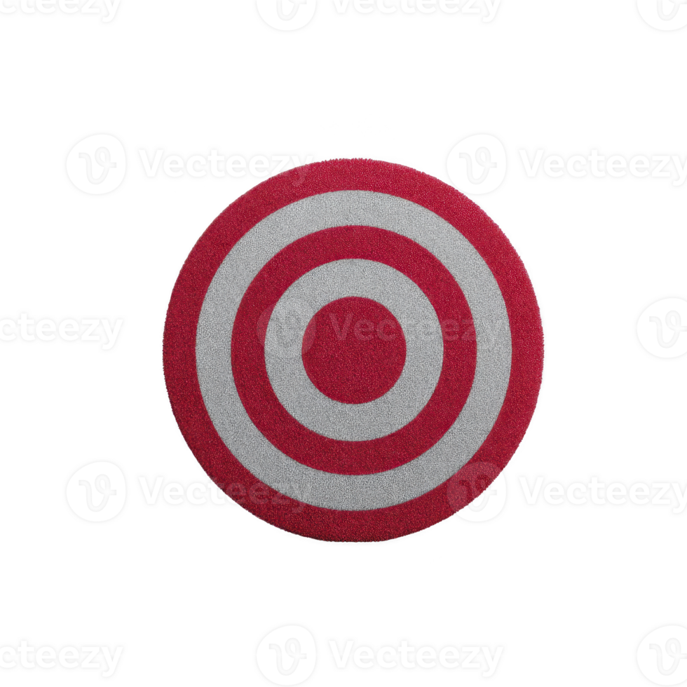 Circular target with concentric red and white rings, often used for archery or shooting practice, is depicted. design is simple and iconic, symbolizing precision and focus png