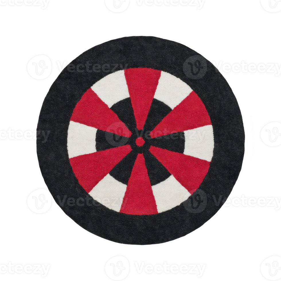 Circular design features bold red and white geometric pattern resembling pinwheel, set against transparency background. symmetry and contrast create striking visual effect png