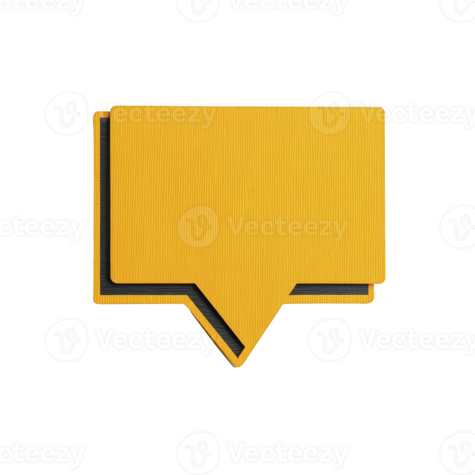 Yellow speech bubble icon with layered design, featuring textured surface and shadow effect, isolated transparency background. This symbol is often used digital communication to represent dialogue png