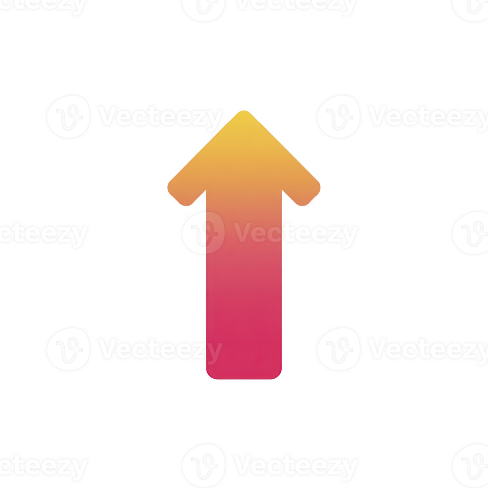 Vibrant gradient arrow pointing upwards, featuring smooth transition from yellow to pink, symbolizing progress and positivity. design is simple yet eye catching png