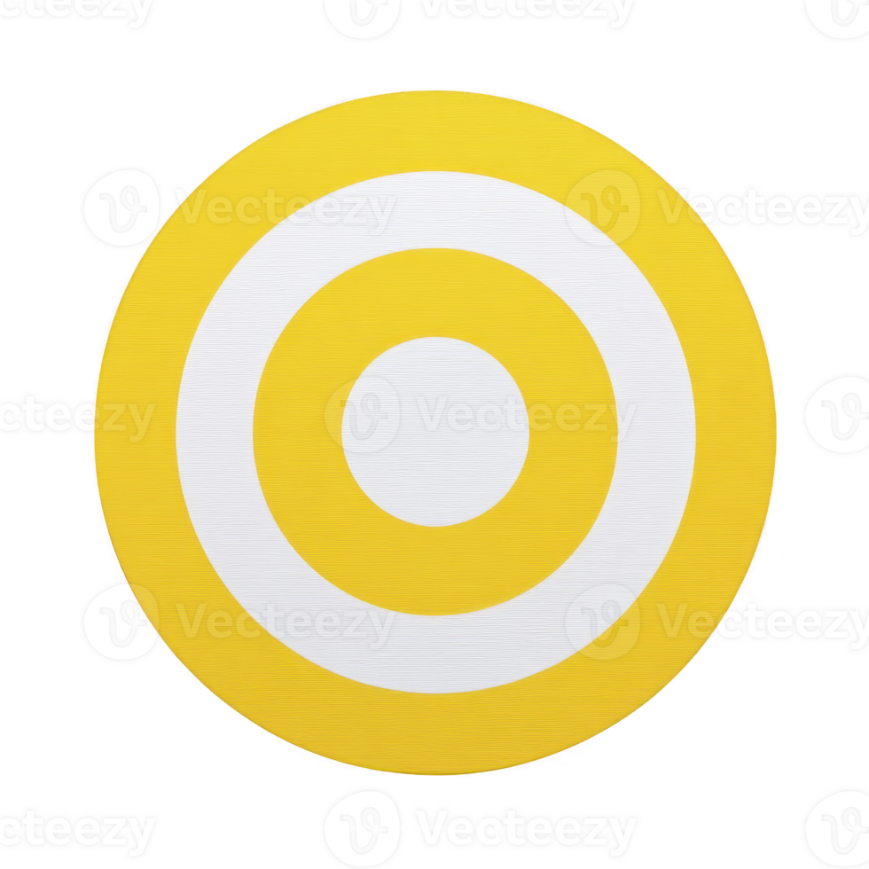 Bright yellow and white concentric circle pattern creates striking target design on transparency background, evoking sense of focus and precision png