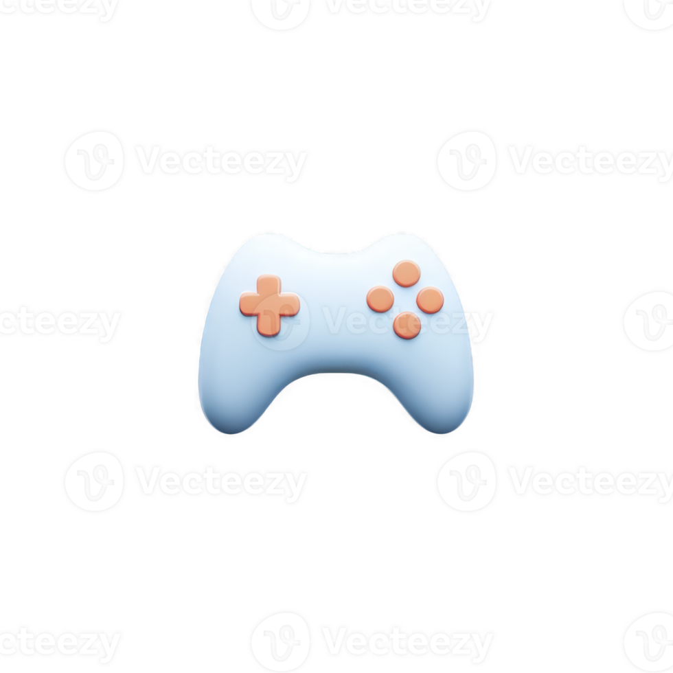 Light blue gaming controller with orange buttons, symbolizing fun and entertainment. design is simple and modern, appealing to gamers and tech enthusiasts png