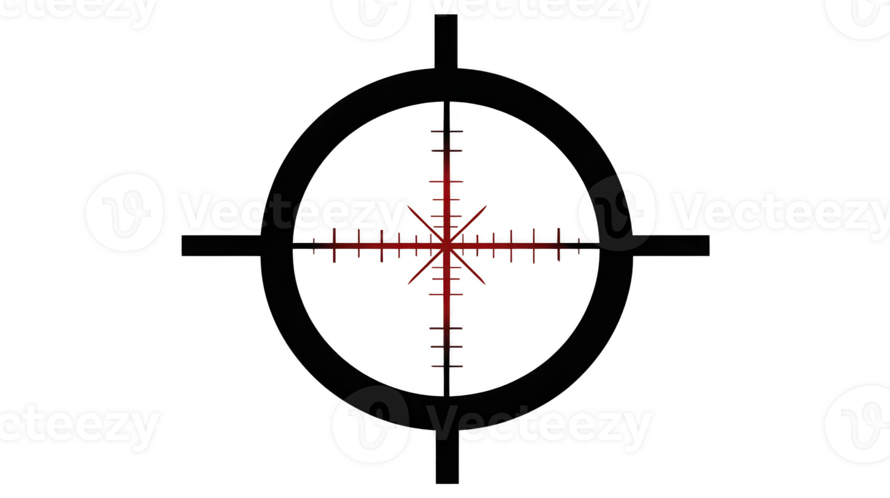 Black and red crosshair design with circular shape and detailed markings, often used in targeting or aiming contexts. design is symmetrical and precise, conveying focus and accuracy png