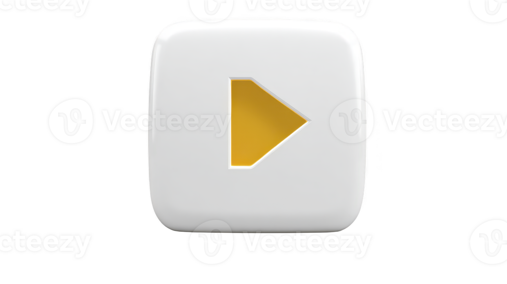 White 3D button with yellow play symbol in center, representing media playback or start functionality. button has smooth, rounded design, conveying modern and sleek appearance png