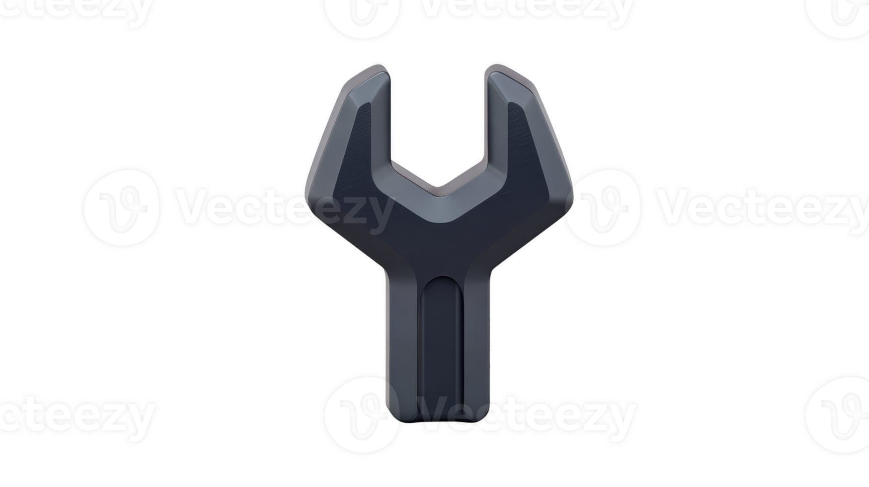 3D illustration of black wrench icon, symbolizing tools and repair, isolated on transparency background. design is simple and modern, suitable for digital interfaces png
