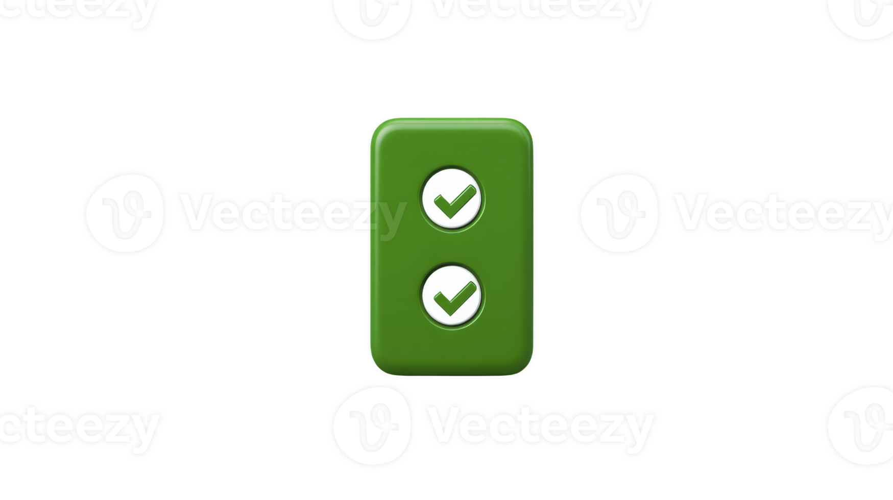 Green rectangular button with two white check marks symbolizes approval or confirmation, conveying sense of success or completion. design is simple and modern png