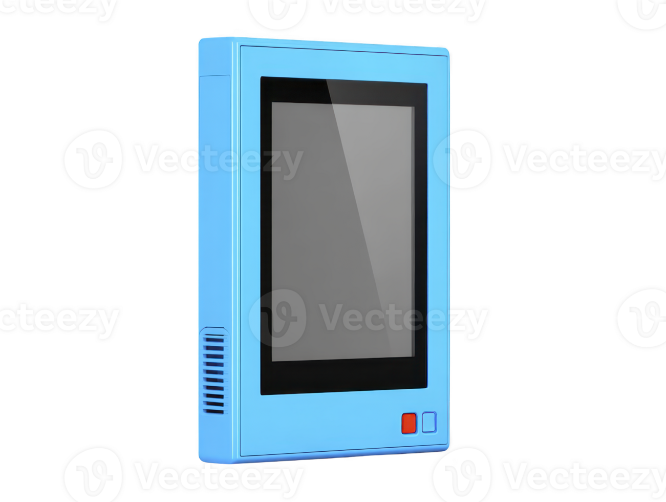 Sleek blue handheld electronic device with large screen and minimal buttons, designed for modern technology enthusiasts. device compact design and vibrant color make it visually appealing png