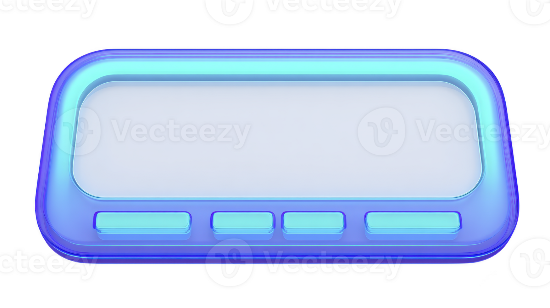 Futuristic blue and white interface button with sleek, glowing design, featuring rectangular shape and multiple smaller buttons at bottom, ideal for digital applications png