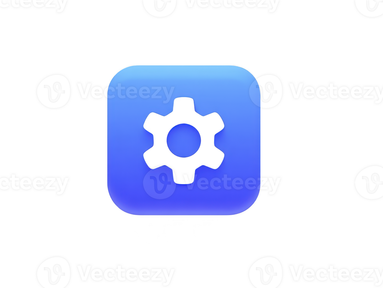 Blue square icon featuring gear symbol, representing settings or configuration options. This design conveys sense of technology and functionality, ideal for applications or software interfaces png