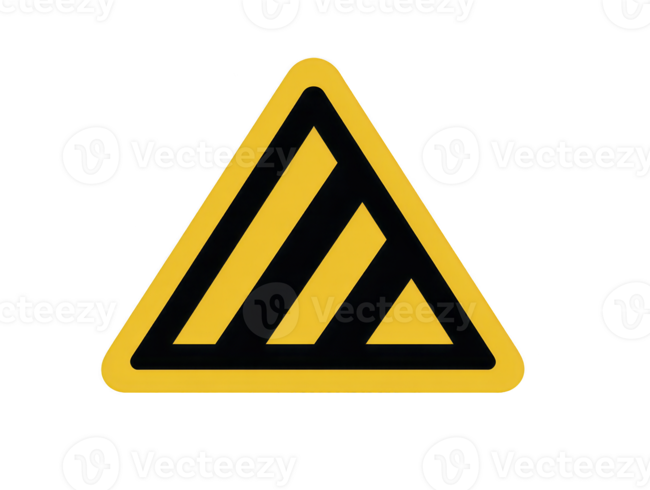 Caution sign with triangular shape featuring yellow background and black stripes, symbolizing warning or alertness. This design is commonly used in safety contexts png