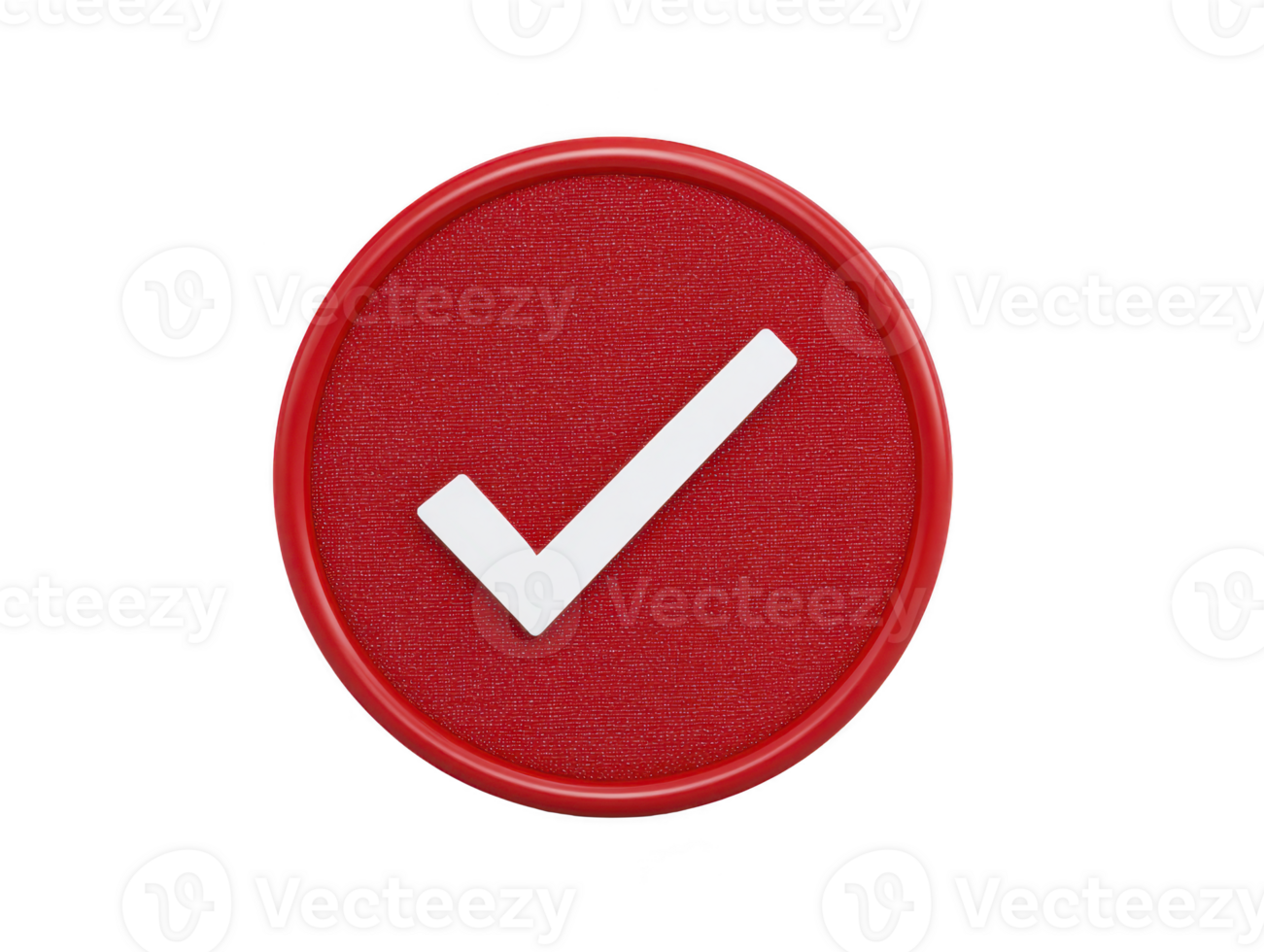 Red circular badge with white check mark symbol, representing approval or confirmation, ideal for use in design projects or digital interfaces png