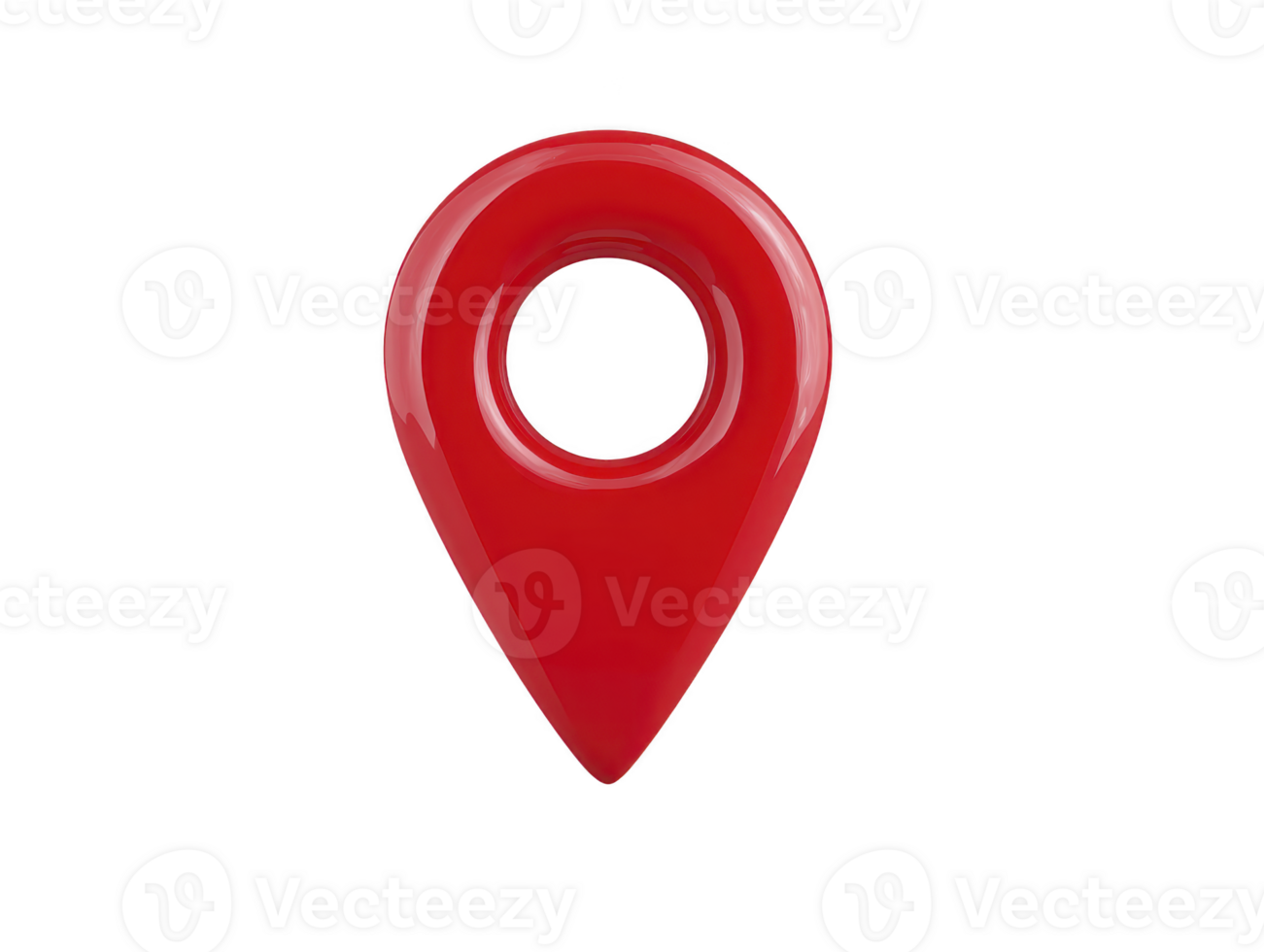 Glossy red location pin icon, symbolizing navigation and mapping, perfect for digital applications and design projects. Its vibrant color adds modern touch to any layout png