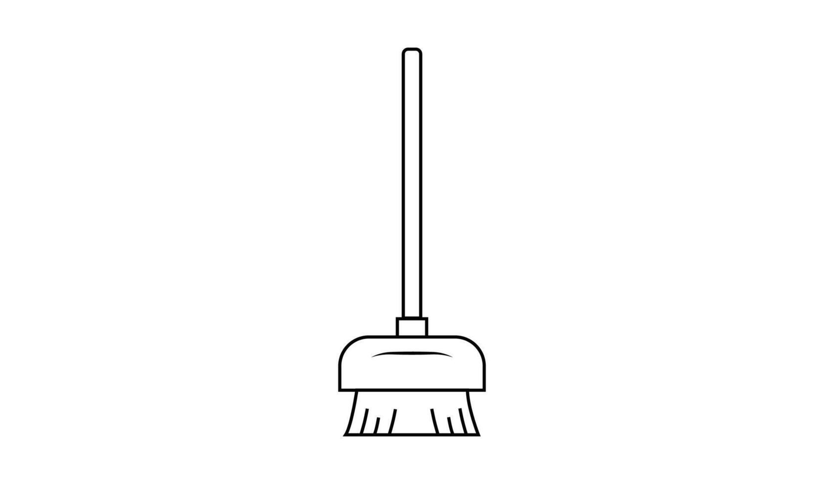Simple line drawing of a broom with a long handle vector