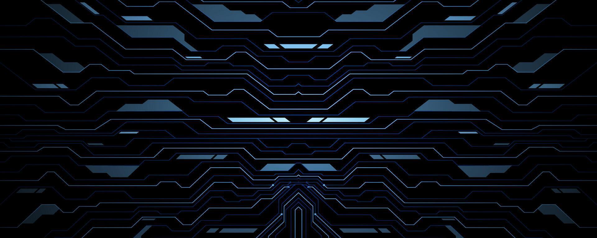 Dark futuristic background with a symmetrical high-tech circuit core vector