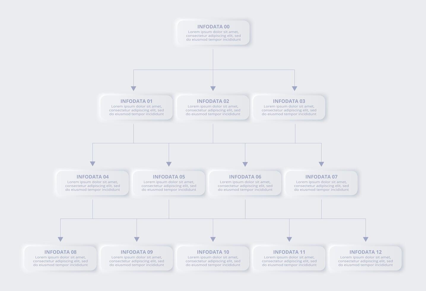 Neumorphic flowchart iinfographic. Creative concept for infographic with 13 steps or processes. vector