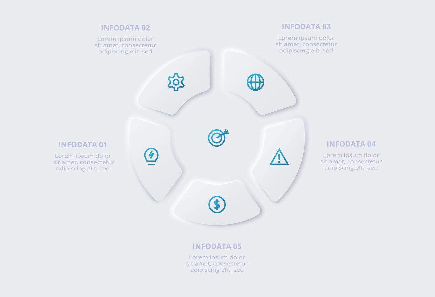 Circular infographic with icons and data segments vector