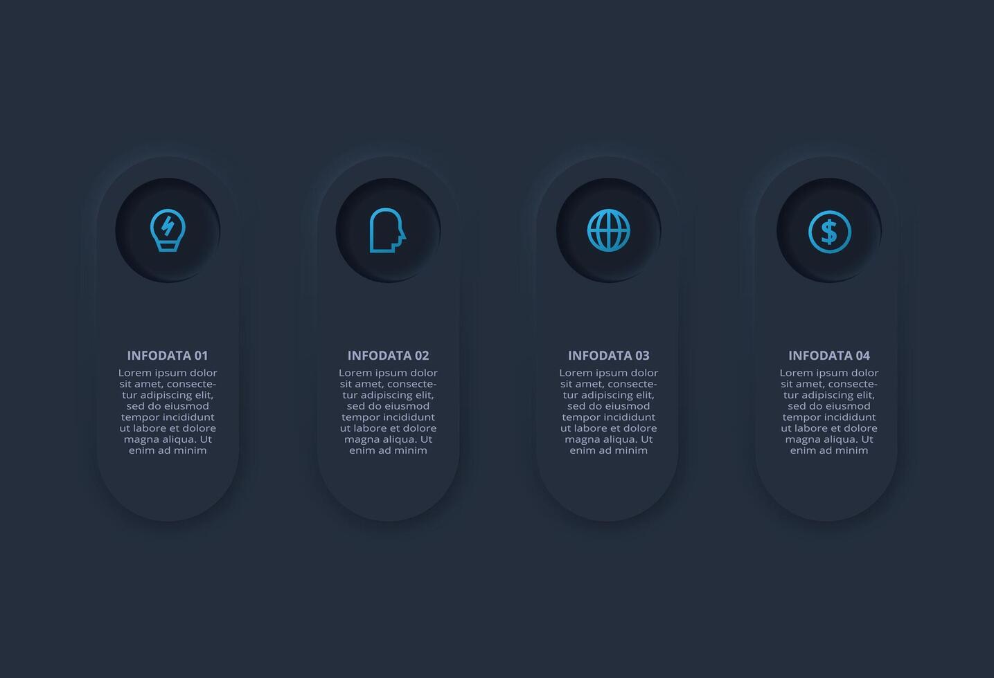 Infographic with four data sections and icons vector