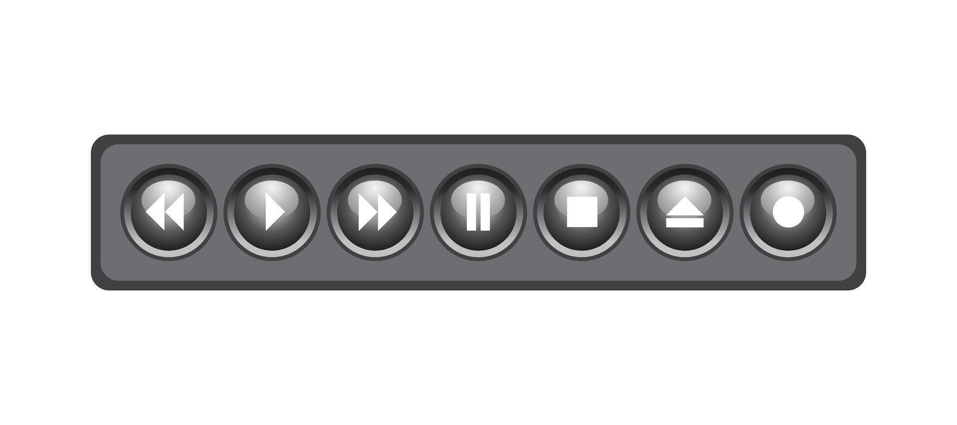 Media player control buttons icon set. multimedia interfaces. vector