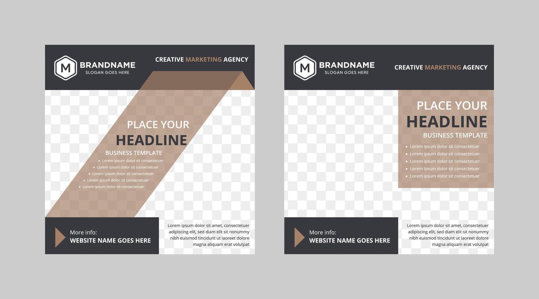 Abstract square banner social media post template design with a modern Brown and Gray color scheme. Suitable for social media post, web internet ads, and Digital Marketing vector