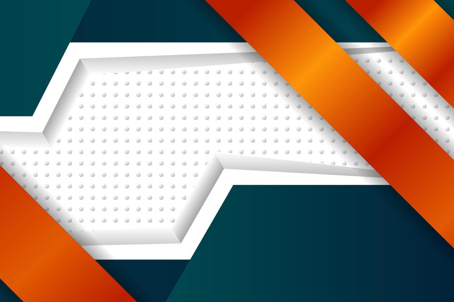 Contrast green orange geometric tech abstract background on horizontal layout with dot pattern and shadow effect vector