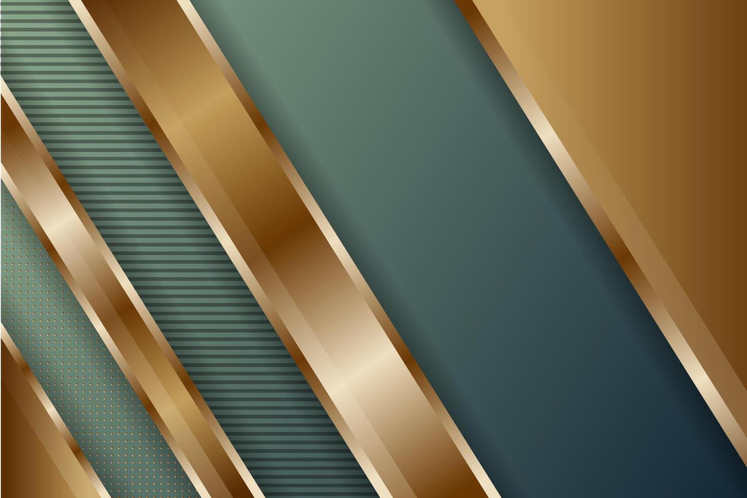 Abstract futuristic dark green gradient background with shadow and gold lines. Abstract simple background for banner, brochure, presentation design, and business card vector
