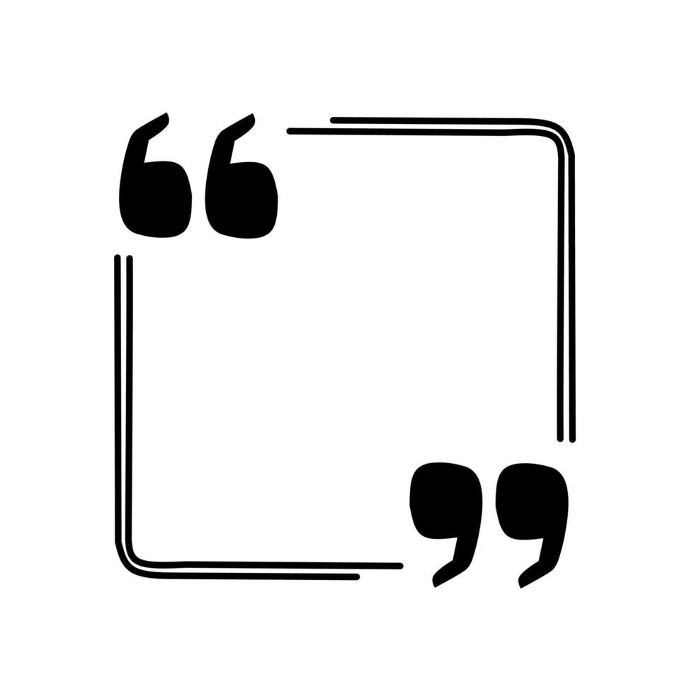 Quote box frame with decorative double borders and large, bold quotation marks. Ideal for testimonials, speech bubbles, customer reviews, or citation templates. vector