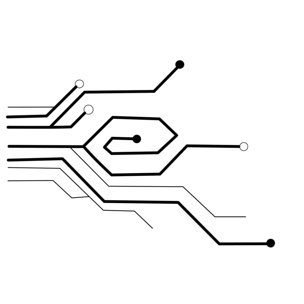 Abstract circuit board design with connected lines and nodes, symbolizing technology, digital networks, electronics, communication, and modern innovation in a minimal style. vector