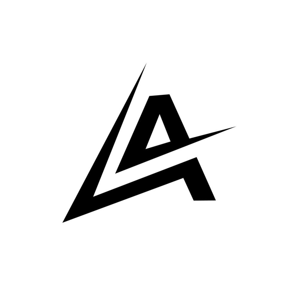 Modern, sharp, and dynamic abstract logo combining letters L and A with speed and motion elements. Minimalist black and white design. vector