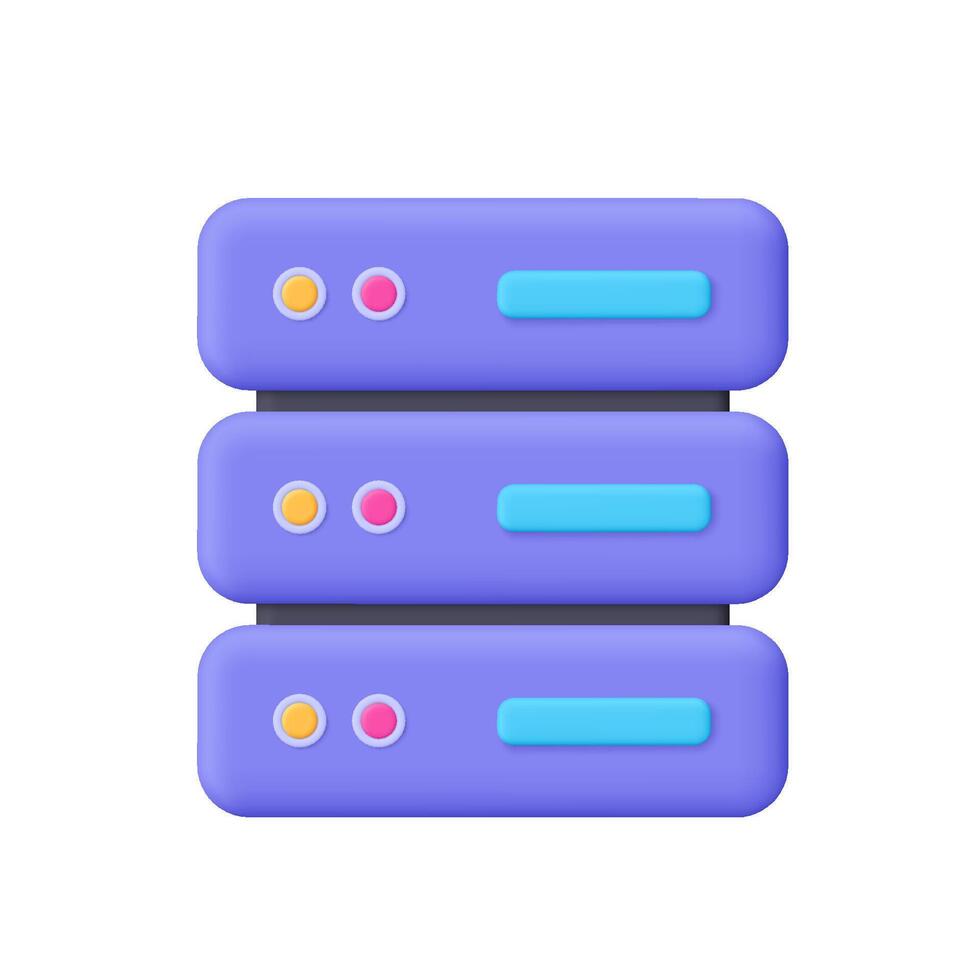 Three stacked purple data servers vector
