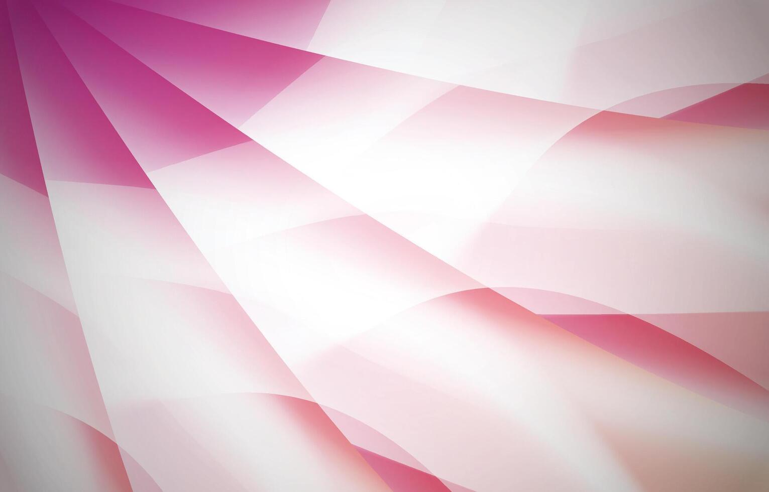 Abstract geometric background with overlapping pink and white triangular shapes in smooth gradient flow vector
