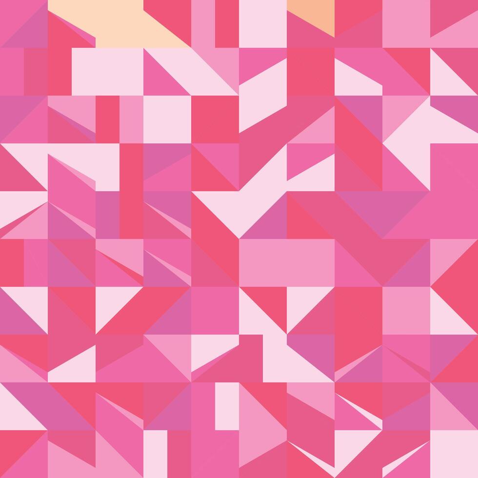 Dynamic pink red abstract pattern with geometric mosaic design and layered overlapping elements vector