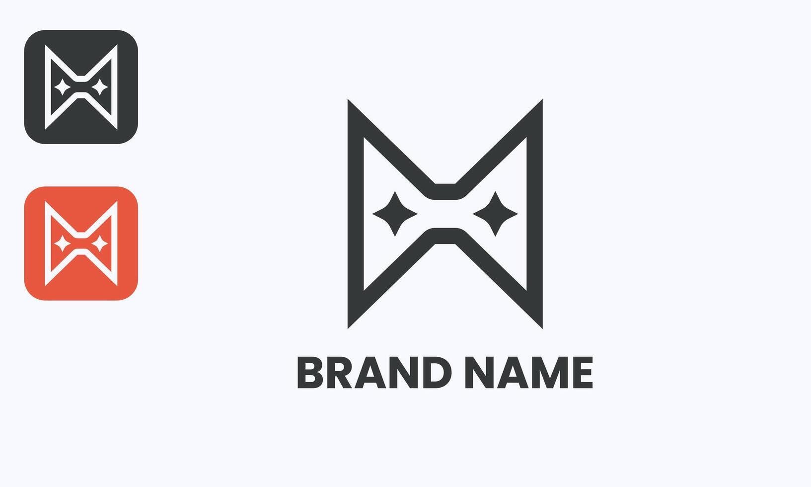 Abstract MW letter design with hero mask concept, simple logo element and template icon. Black isolated, easy editable vector