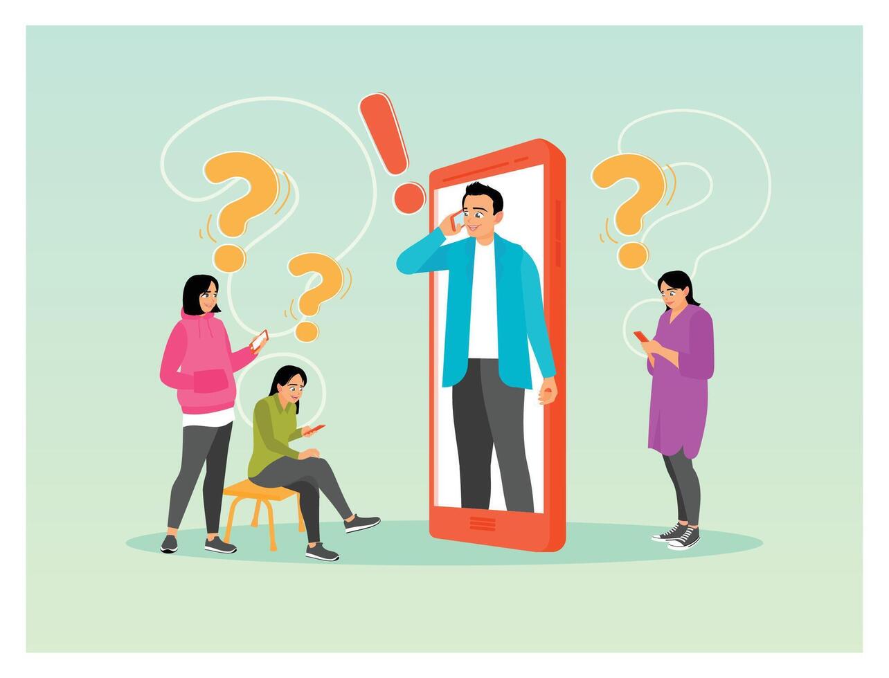 People using technology for communication vector