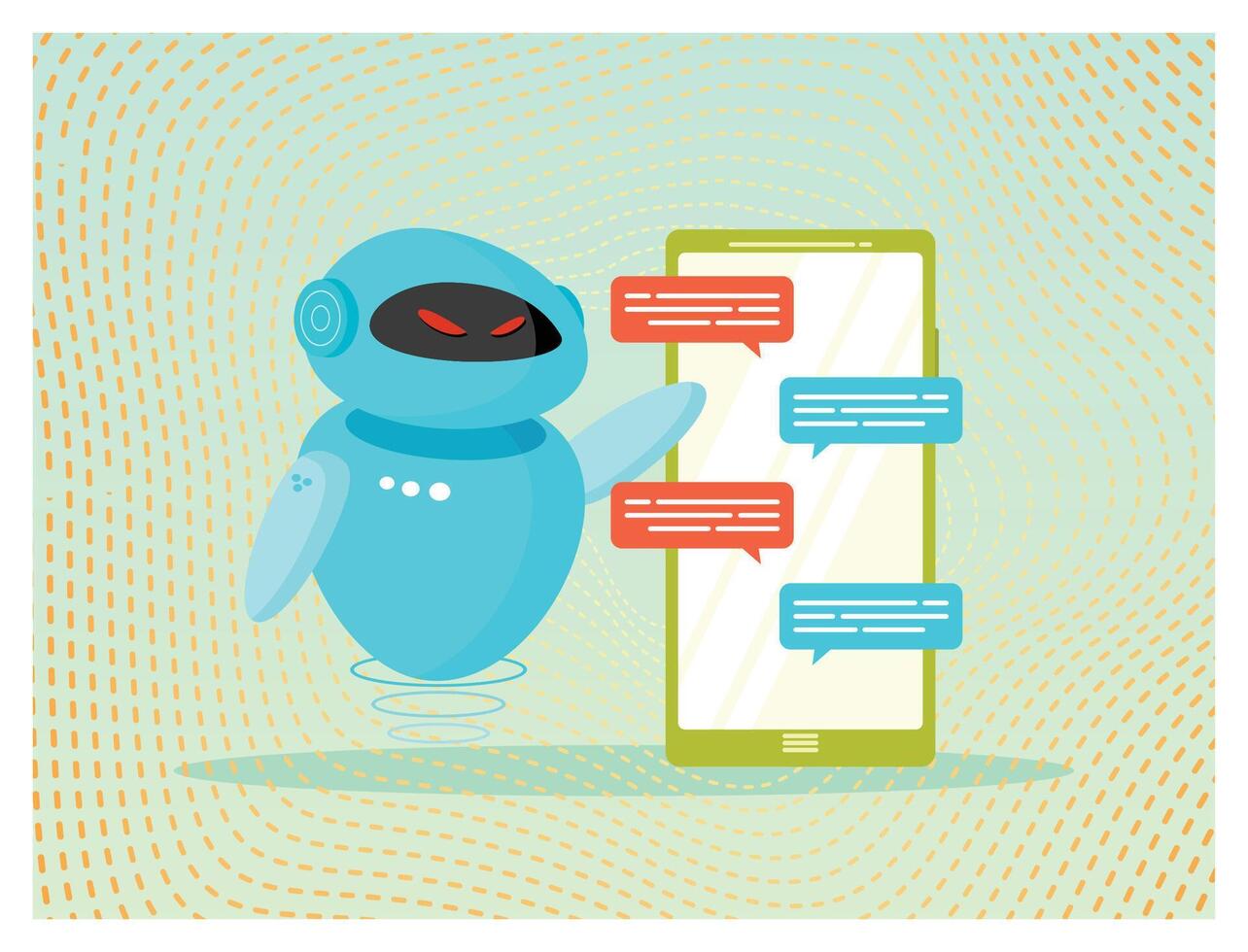 Futuristic robot assistant on mobile smart phone. vector