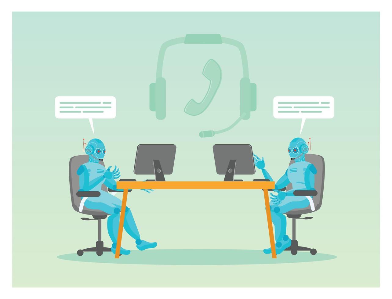 Chat bot customer support concept. Modern robot chat bots, bot services, or hotlines. vector