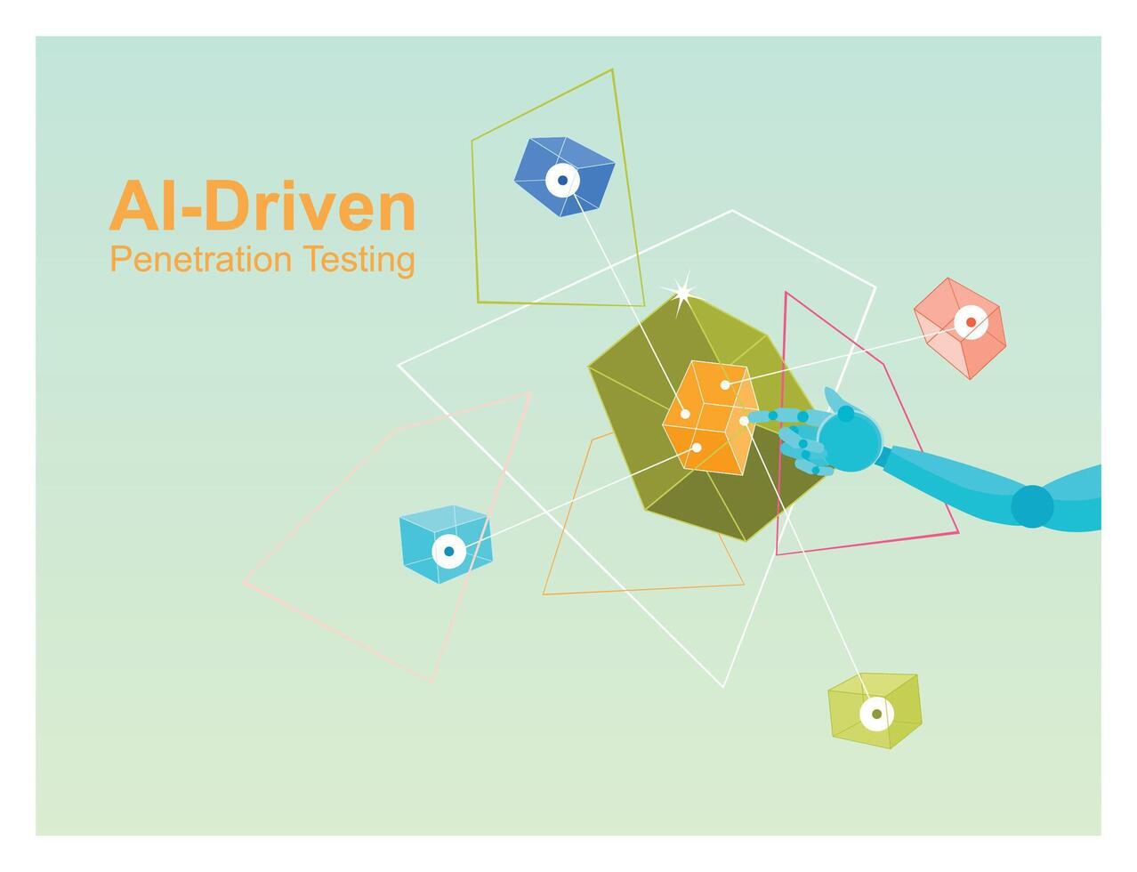 impulsado por ia penetración pruebas. ai algoritmos analizando un red y identificando vulnerabilidades. vector