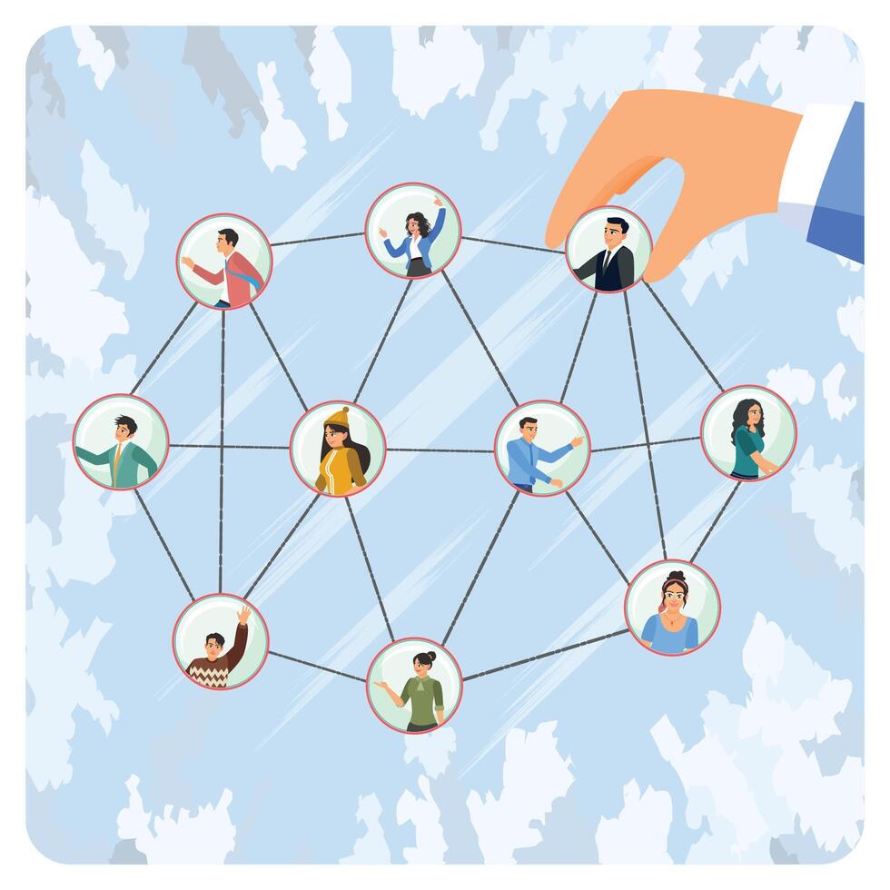Networking illustration with diverse professionals vector