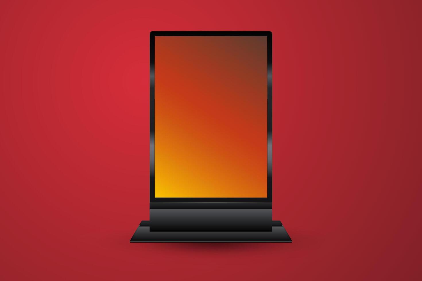 A LED Screnn For Technology Concepts, used In Hi-Tech Device For Presentation and Signage Digital Vcetor and illustration, Hug LED Mock Up in with Gradient Yellow vector