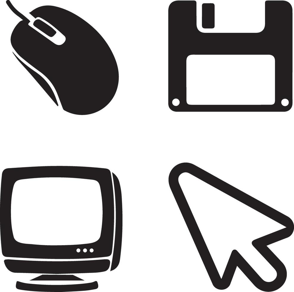 A set of classic desktop elements and user interface tools. vector