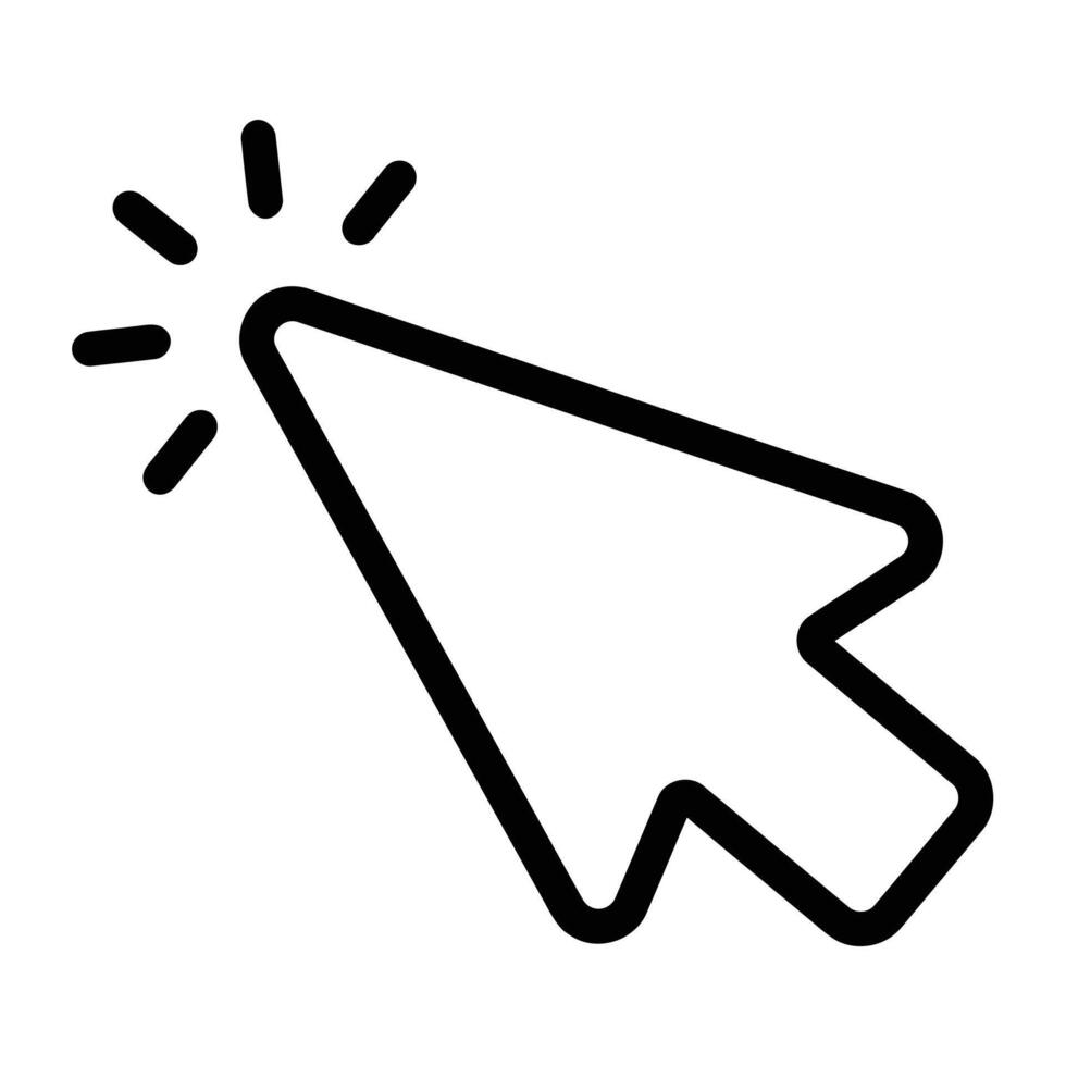 Simple hand drawn arrow cursor clicking with sparkles vector
