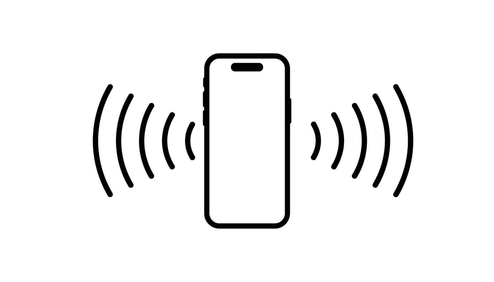 Smartphone with radiating waves, symbolizing signal, connectivity, or notification vector