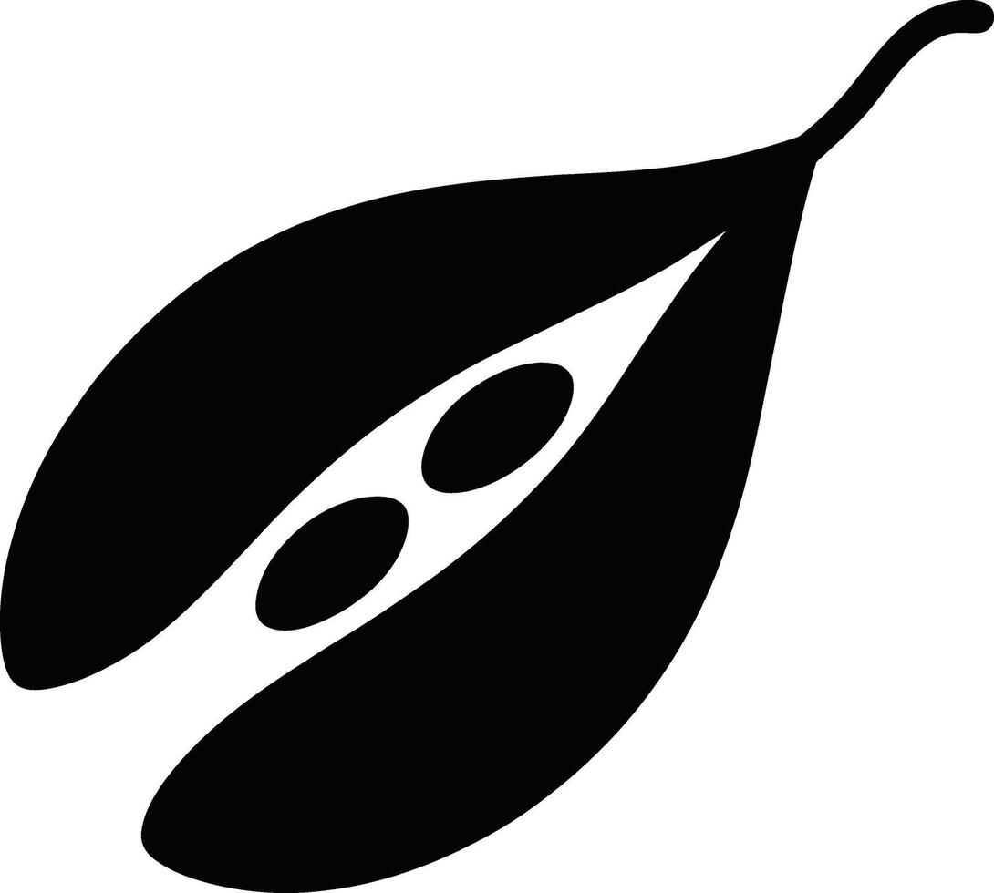 Abstract black silhouette of an open seed pod with three seeds inside vector