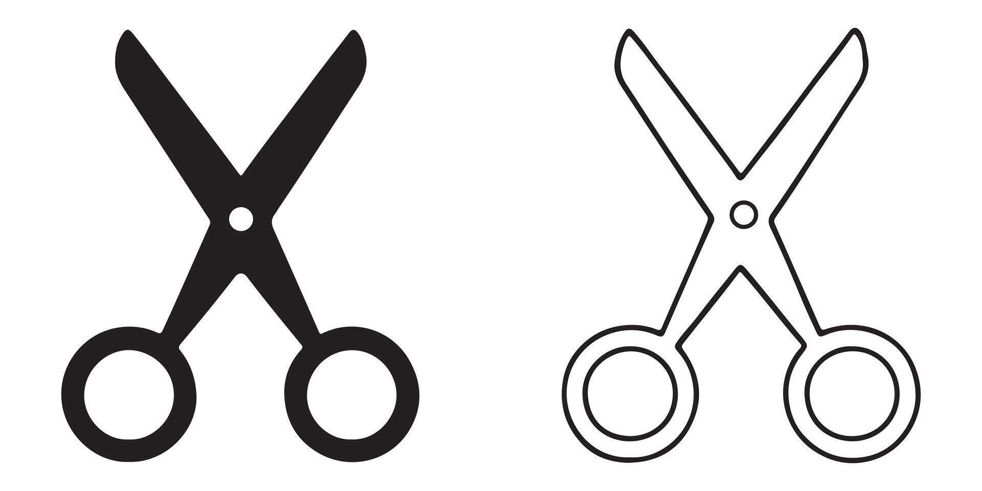 Two scissors icons in different styles vector